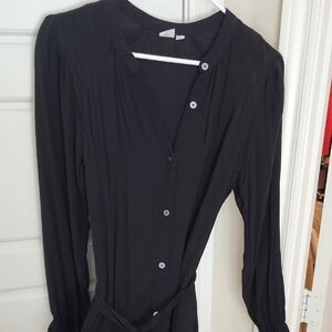 Elegant Black Button-Up Dress